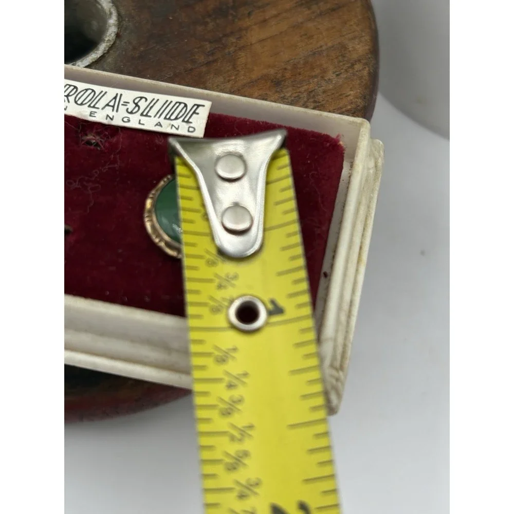 Antique Stratton Rolla Slide Cuff Links Green Faux Jade Cabachon MCM England Box